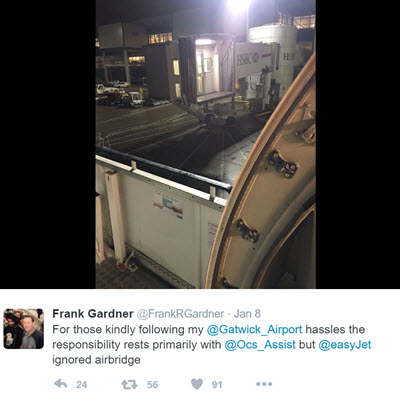Frank Gardner Tweet on airbridge