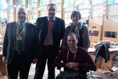 From right: John Findlay, Neil Findlay MSP, Roberto Castiglioni