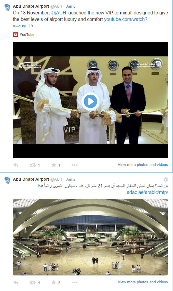 Abu Dhabi International Airport  Twitter feed