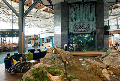 Aquarium and Creek, YVR Departures Level. Photo Credit: Larry Goldstein