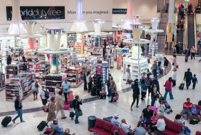 Busy airport terminal