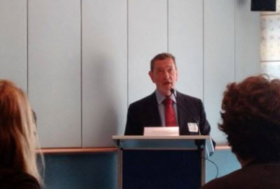 David Blunkett speaking at the event in the European Parliament